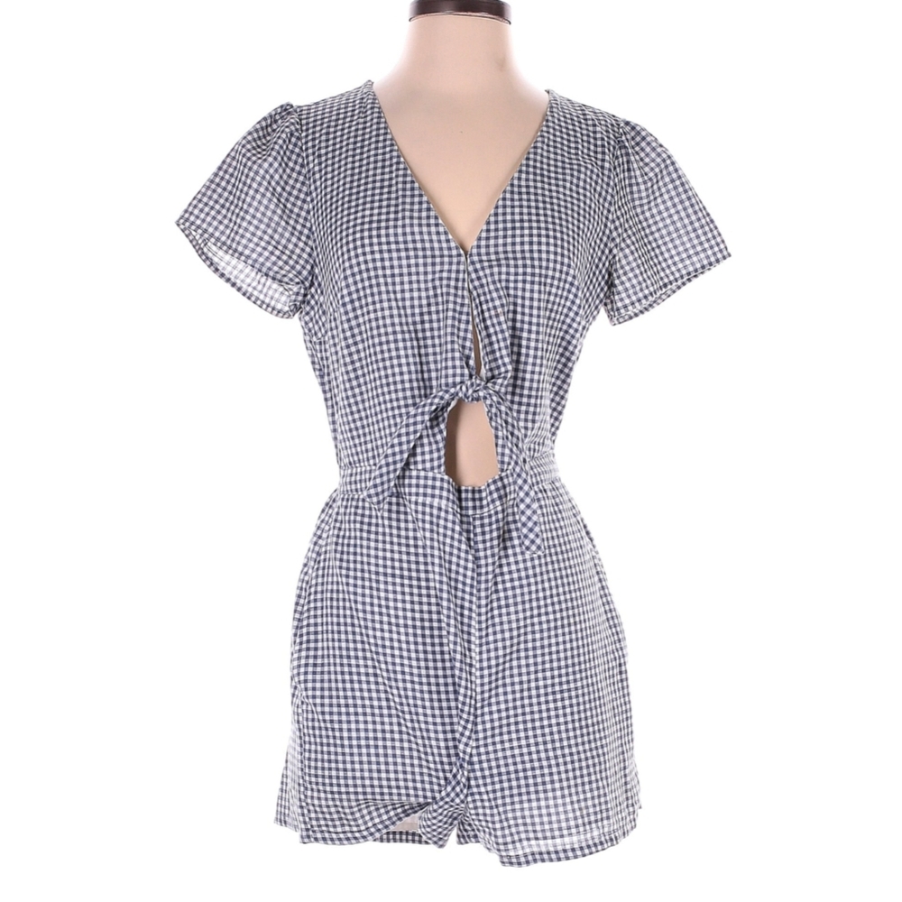 Abercrombie & Fitch Navy and White Romper Gingham Medium